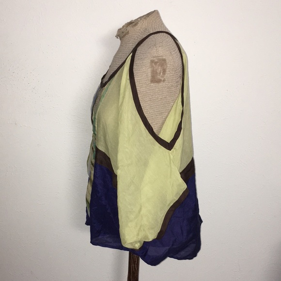 VTG Y2K KAS NEW YORK SILK BLEND ABSTRACT DRAPED DOLMAN SZ M - Picture 3 of 6